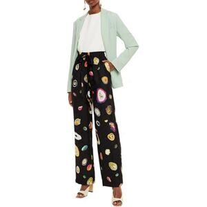 Diane Von Furstenberg Denise Silk Colorful Geode Wide Leg Pants Small S 4 6 $400